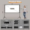 100inch/120inch Options Projector Screen with Stand 16:9 4K HD Rear Front Wrinkle-Free Portable And Foldable Movie Screen with Carry Bag For Indoor Ou