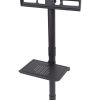 Mobile TV Stand on Wheels, Height Adjustable Tilt Rolling TV Stand with Media Shelf for 23-60 inch LED, LCD, OLED Flat&Curved TVs, Holds Up to 55lbs